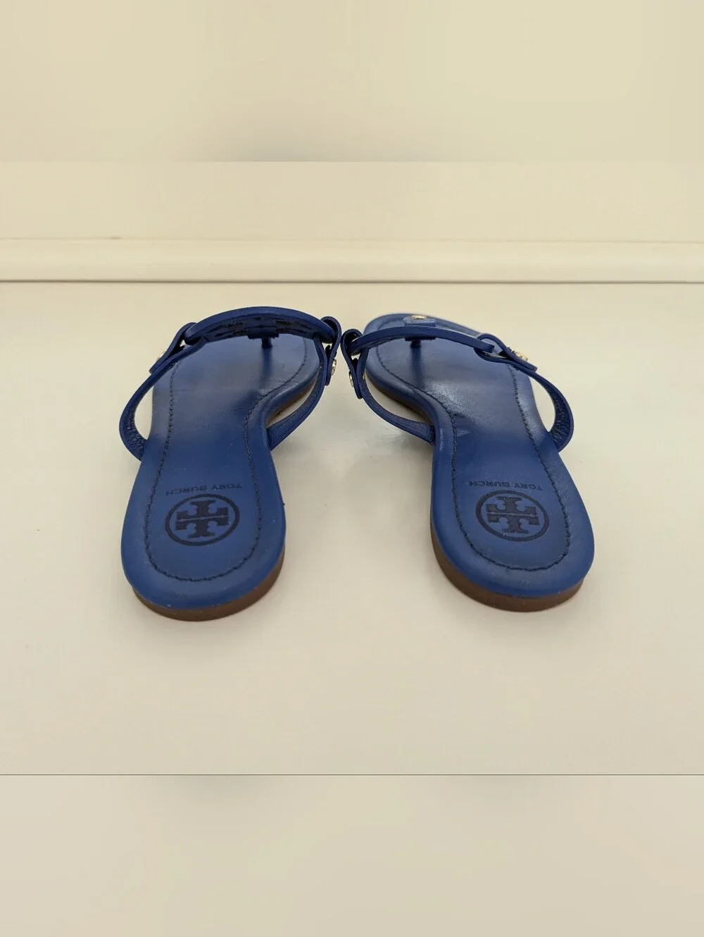 Tory Burch Miller Sandal In Blue Leather Size 5.5
